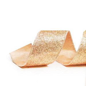 Fita Glitter Ouro 3,8cm - 01 unidade 9,14m - Cromus Natal - Rizzo Embalagens