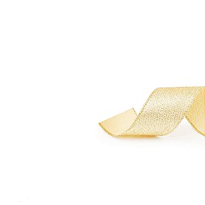 Fita Glitter Marfim Ouro 6,3cm - 01 unidade 9,14m - Cromus Natal - Rizzo Embalagens