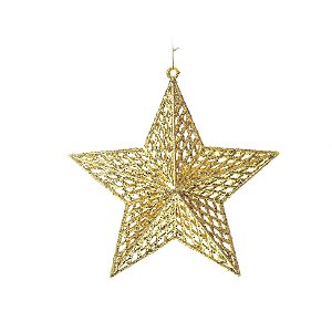 Enfeite para Pendurar Estrela Ouro Tam G 22cm - 01 unidade - Cromus Natal - Rizzo Embalagens