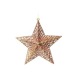 Enfeite para Pendurar Estrela Rose Gold Tam G 22cm - 01 unidade - Cromus Natal - Rizzo Embalagens