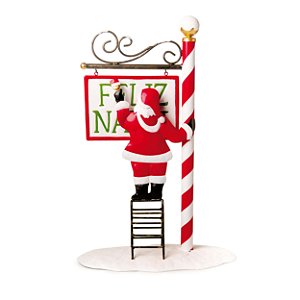 Placa Noel na Escada Placa Feliz Natal 50cm - 01 unidade - Cromus Natal - Rizzo Embalagens