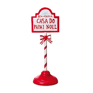 Poste de Placas Bem Vindo Casa Noel Natal 45cm - 01 unidade - Cromus Natal - Rizzo Embalagens