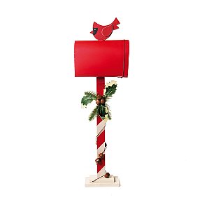 Caixa de Correio Decorativa Pássaro Natal Vermelho 50cm - 01 unidade - Cromus Natal - Rizzo Embalagens
