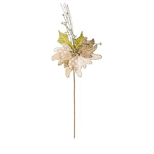 Flor de Natal Poinsettia Ouro Cabo Longo - 01 unidade - Cromus Natal - Rizzo Embalagens