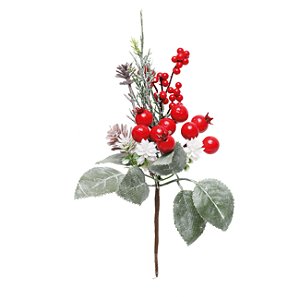 Pick Natal Folhas e Frutas Vermelho/Verde - 01 unidade - Cromus Natal - Rizzo Embalagens