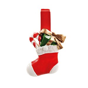 Prendedor de Natal Meia Vermelho/Branco - 06 unidades - Cromus Natal - Rizzo Embalagens