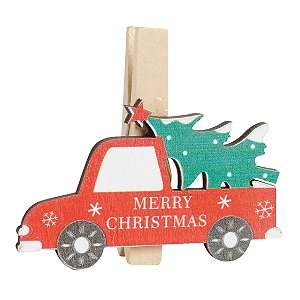 Prendedor de Natal Caminhão com Pinheiro - 06 unidades - Cromus Natal - Rizzo Embalagens