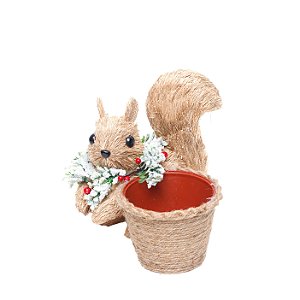 Esquilo Sentado com Cachepot 18cm - 01 unidade - Cromus Natal - Rizzo Embalagens