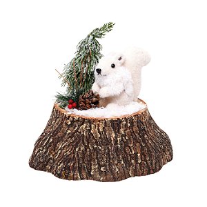 Esquilo no Tronco com Pinheiro  25cm - 01 unidade - Cromus Natal - Rizzo Embalagens