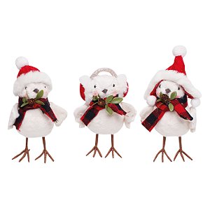 Pássaro com Gorro e Cachecol 16cm - 01 unidade - Cromus Natal - Rizzo Embalagens