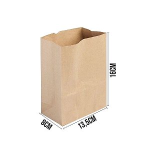 Saco de Papel Kraft Ref 3344 - 13,5x8x16cm - 10 unidades - Rizzo Embalagens