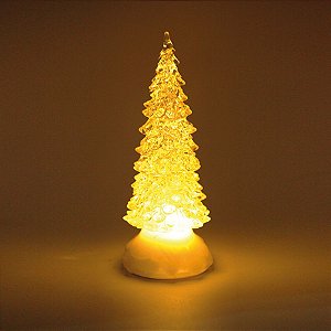 Pinheiro Decorativo Incolor com Led Amarelo 22cm - 01 unidade - Cromus Natal - Rizzo Embalagens