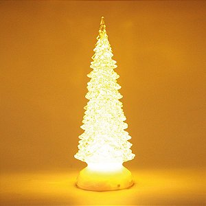 Pinheiro Decorativo Incolor com Led Amarelo 27cm - 01 unidade - Cromus Natal - Rizzo Embalagens