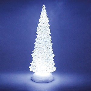 Pinheiro Decorativo Incolor com Led Branco 32cm - 01 unidade - Cromus Natal - Rizzo Embalagens