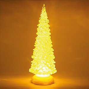 Pinheiro Decorativo Incolor com Led Amarelo 32 cm - 01 unidade - Cromus Natal - Rizzo Embalagens