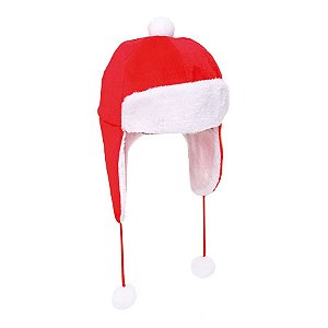 Touca Natalina com PomPom Vermelho e Branco - 01 unidade - Cromus Natal - Rizzo Embalagens