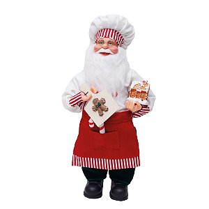 Noel Cozinheiro CandyCane Vermelho e Branco 33cm - 01 unidade - Cromus Natal - Rizzo Embalagens