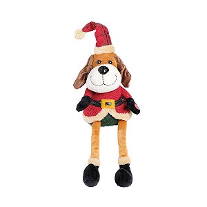 Cachorro Pernas Compridas Roupa Vermelha com Movimento 35cm - 01 unidade - Cromus Natal - Rizzo Embalagens