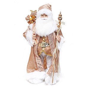 Noel em Pé com Cetro Rose e Branco 62cm  - 01 unidade - Cromus Natal - Rizzo Embalagens