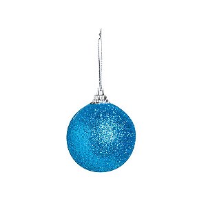 Bola Glitter Azul 04cm - 12 unidades - Cromus Natal - Rizzo Embalagens