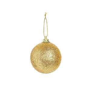 Bola Glitter Ouro 04cm - 12 unidades - Cromus Natal - Rizzo Embalagens