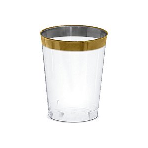 Copo água/refrigerante Borda Dourada - 4 un - 300 ml - Silver Festas