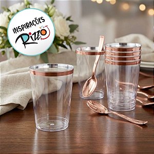 Copo água/refrigerante Borda Rose - 4 unidades - 300 ml - Rizzo
