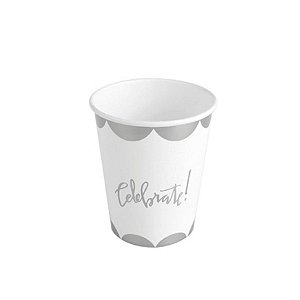 Copo de papel Celebrate Prata Biodegradável - 10 unidades - 270 ml - Rizzo