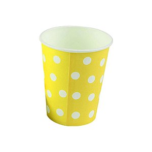 Copo papel Poa Amarelo Biodegradável - 10 un - 270 ml - Silver Festas