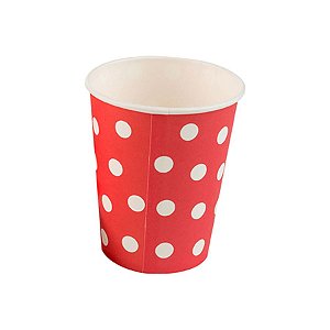 Copo papel Poa Vermelho Biodegradável - 10 unidades - 270 ml - Rizzo