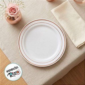 Prato Refeição Borda Rose - 6 unidades - Rizzo