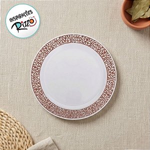 Prato Refeição Vazado Borda Rose - 6 unidades - Rizzo