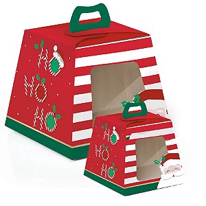 Caixa para Panetone Visor HoHoHo - 10 unidades - Cromus Natal - Rizzo Embalagens