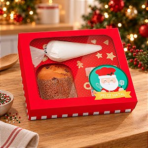 Caixa Panetone Kit Confeiteiro Noel Chef - 20,5x18x8cm - 01 Unidade Cromus Natal - Rizzo Embalagens
