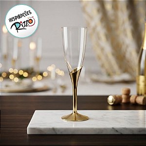 Taça para Champagne Base Dourada - 6 unidades - 135 ml - Rizzo