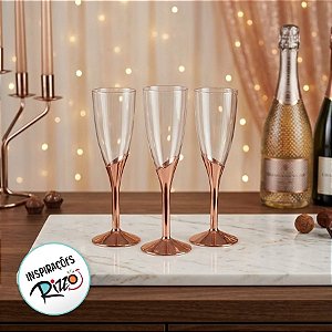 Taça para Champagne Base Rose Gold - 6 unidades - 135 ml - Rizzo