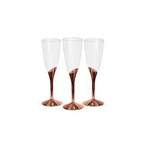 Taça para Champagne Base Rose Gold - 6 un - 135 ml - Silver Festas