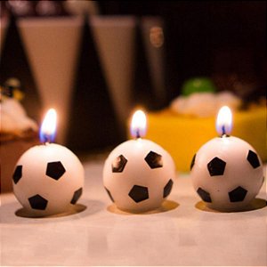 Vela Bola de Futebol Dourada - 6 unidades - Rizzo