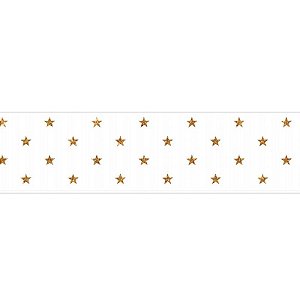 Fita de Natal em Cetim Branca Estrela Dourada EGP009SG 028 - 38mm x 10m - Progresso