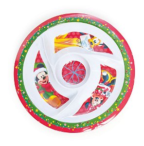 Petisqueira Melamina com Divisórias 40cm - 01 unidade Natal Disney - Cromus - Rizzo Embalagens