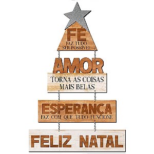 Placa Decorativa em MDF - Decor Home Natal - Fé Faz Tudo Ser Possível- DHN-035 - LitoArte - Rizzo Embalagens