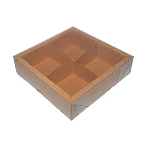 Caixa 4 Pães de Mel Kraft 13,2x13,2x4cm - 05 unidades - Assk Rizzo Embalagens