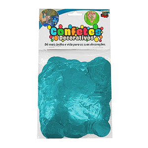 Confete Redondo Metalizado 25g - Azul Celeste Dupla Face - Rizzo Embalagens