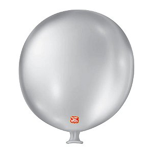 Balão de Festa Látex Gigante Cintilante - Prateado - 01 Unidade - Balões São Roque - Rizzo
