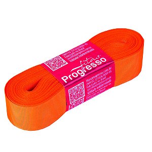 Fita Gorgurão Progresso 22mm nº5 - 10m Cor 278 Laranja Cítrico - 01 unidade - Rizzo Embalagens