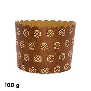 Forma Panetone 100 g - Decorada Marrom - 100 unidades - Rizzo