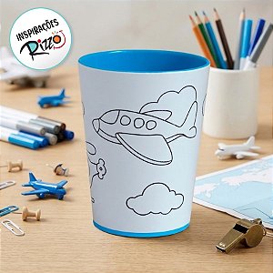 Copo para Colorir Color Cup Aventureiro - Azul - 10cm - 1 unidade - Rizzo