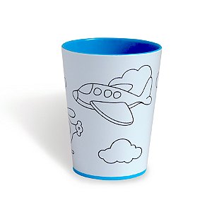 Copo para Colorir Color Cup Aventureiro - Azul 10cm - 01 unidade - Rizzo Embalagens