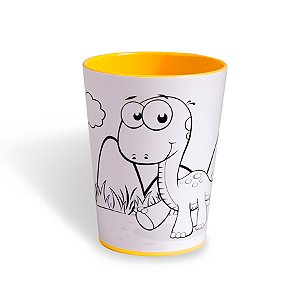 Copo para Colorir Color Cup Dinossauro - Laranja - 10cm - 1 unidade - Rizzo