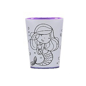 Copo para Colorir Color Cup Sereia - Lilás 10cm - 01 unidade - Rizzo Embalagens